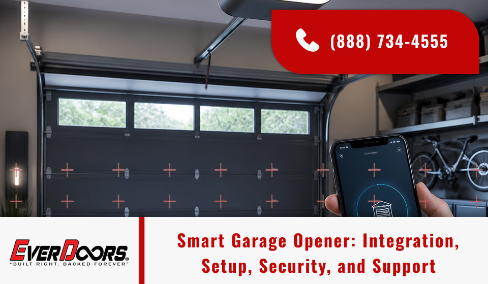 Technician installing a smart garage opener with garage opener integration, a smart home connection, and a connected garage system for smart garage opener near you.